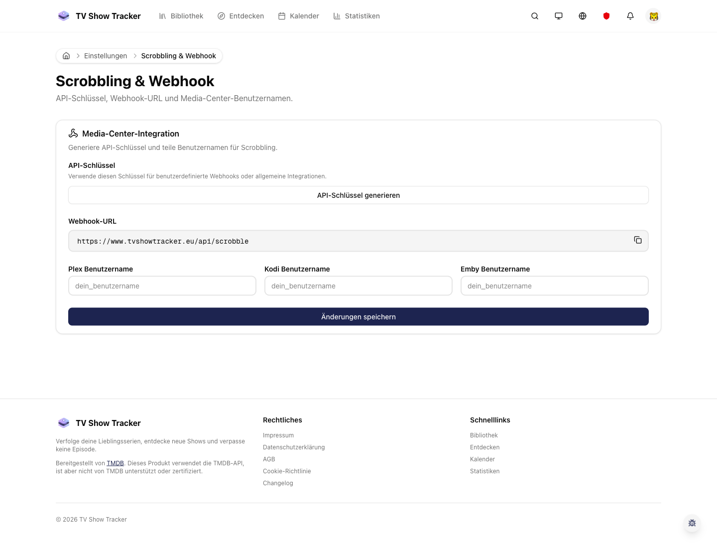 Scrobbling settings page with automation and connection options.